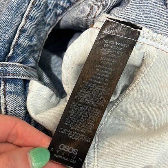 ASOS High Rise Distressed Wide Leg Light Wash 90s Jeans - Picture 12 of 12